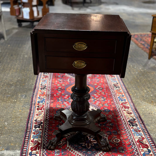 Antique Mahogany Drop Leaf Side Table 34.75" W x 16.75" D x 29" H