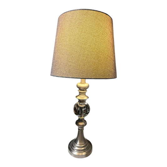 Brushed silver/lucite column lamp, 25"H x 12"W