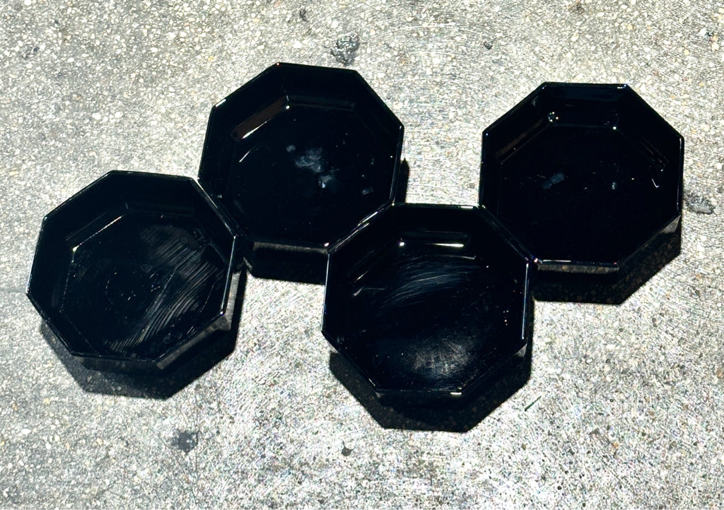 SET of 4 Arcoroc Octime black salad bowls,France, c. 1960s, 5.5"D