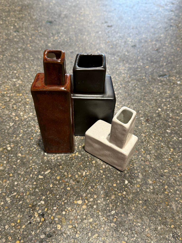 Koa Vase (Set of 3), glazed ceramic, 4.8"H to 6.1"H