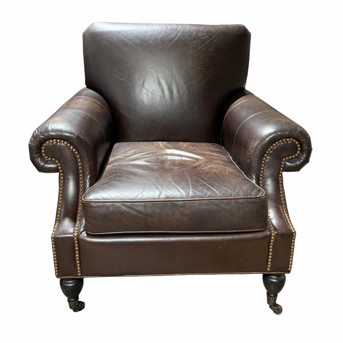 Brooklyn Leather Armchair w/ Nailhead Trim, 37"W x 36"D x 35"H (AS IS)