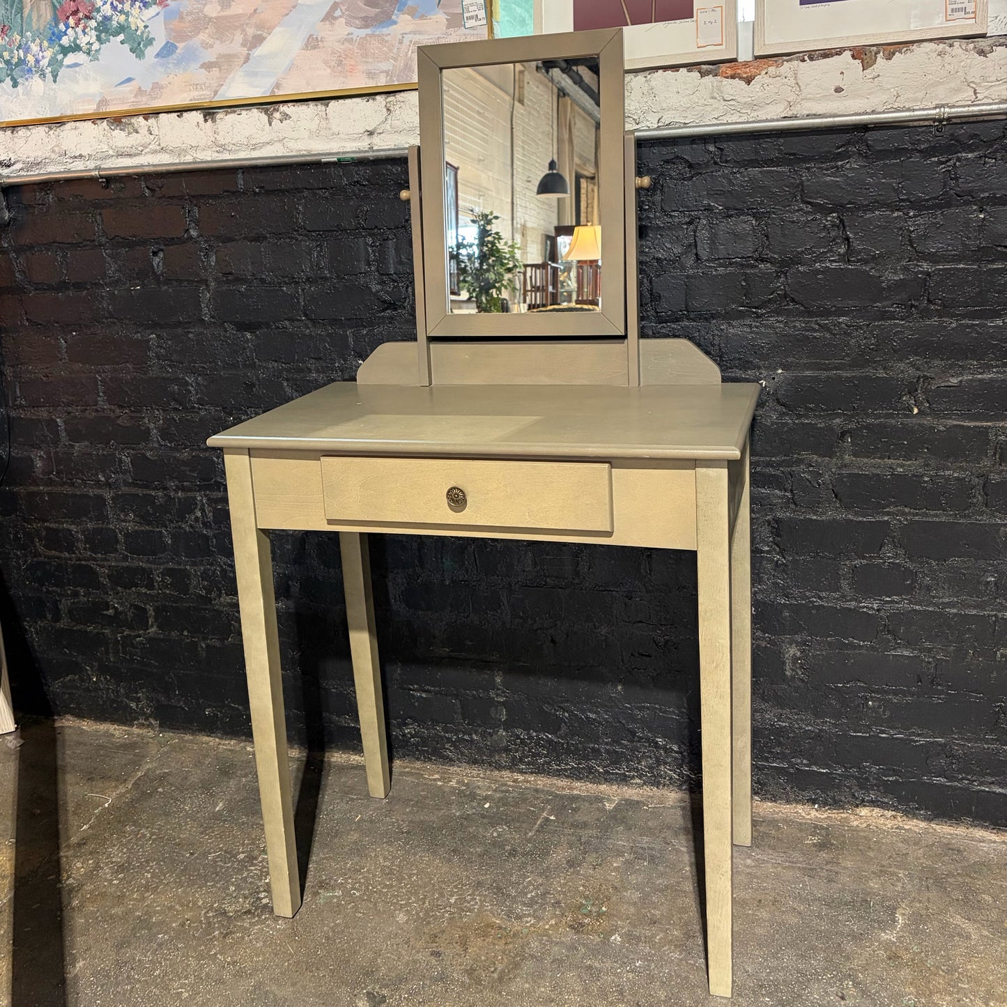 Vanity Table w/Tilting Mirror, Sage, 28"W x 16"D x 50.25"H