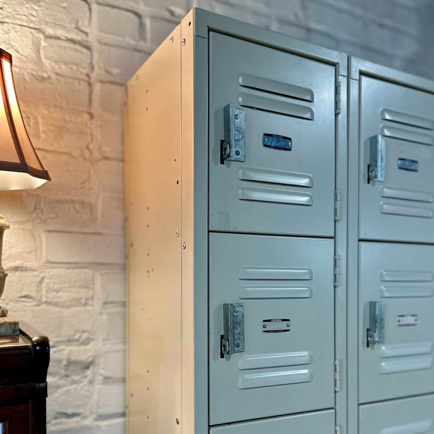 Vintage Six Compartment Locker, Cream, 12" L x 12" W x 78" H