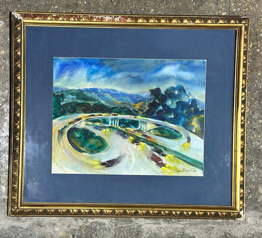 Abbe Rose Cox watercolor, Winding Road 36"W x 28"H x 1"D
