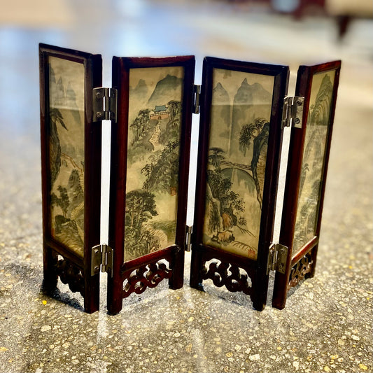 Vintage Miniature Chinese Screen, 9.25"W x .25"D x 6.75"H