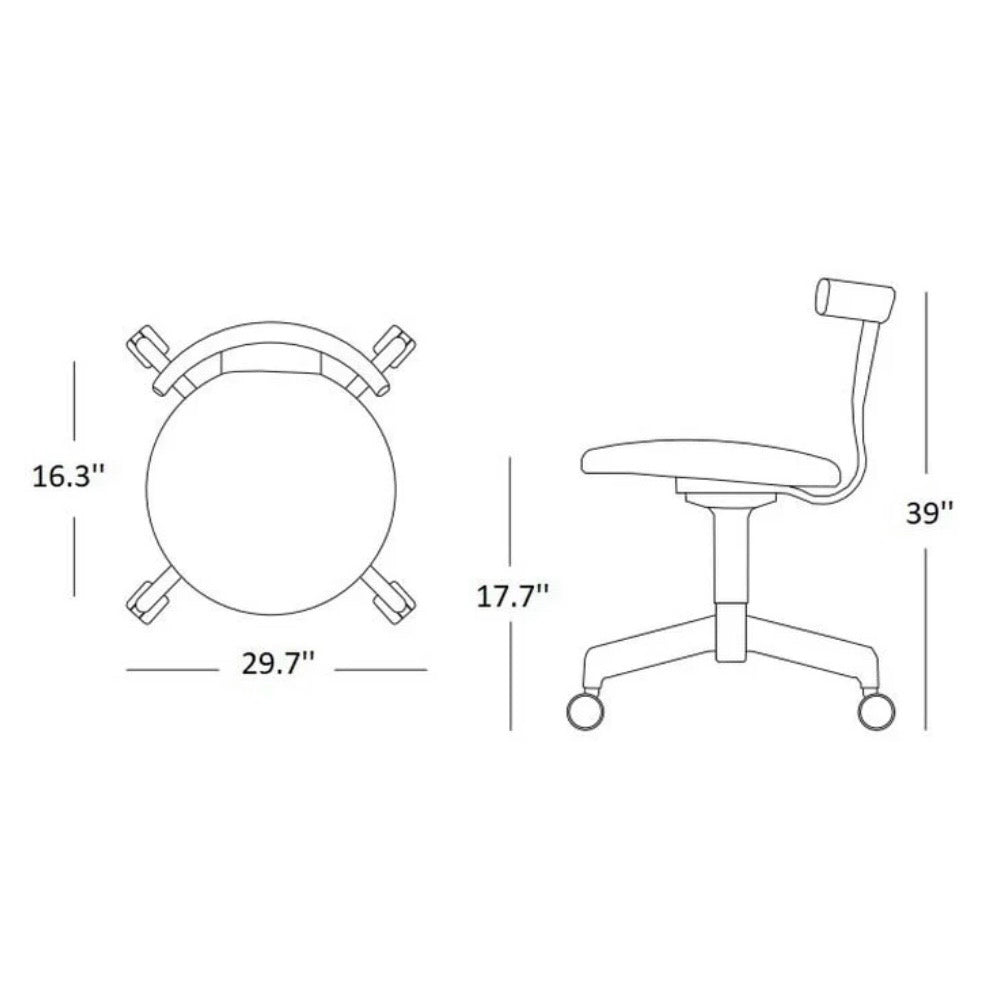 Jiro Swivel Upholstered Chair, 002 Intaglio & Black, 29.7"W x 16.3"D x 39"H