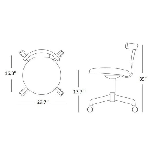 Jiro Swivel Upholstered Chair, 002 Intaglio & Black, 29.7"W x 16.3"D x 39"H