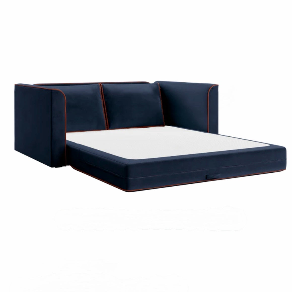 Eclipse Sleeper Sofa - Indigo/Amber Recycled Velvet Fabric, 70"W x 44"D x 32"H