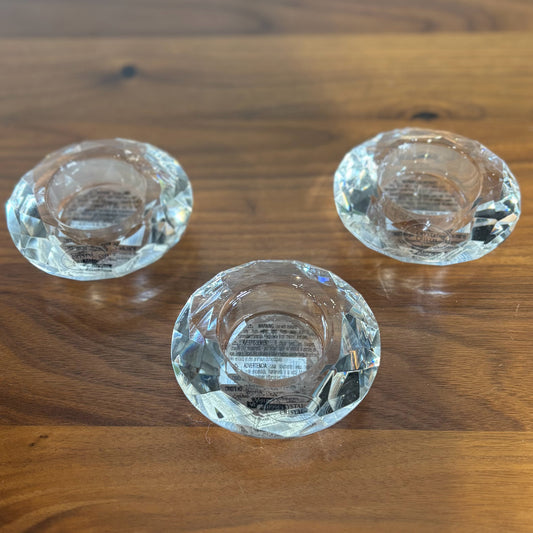 SET 3 Crystal Votive Holders 3" D x 1.5" H