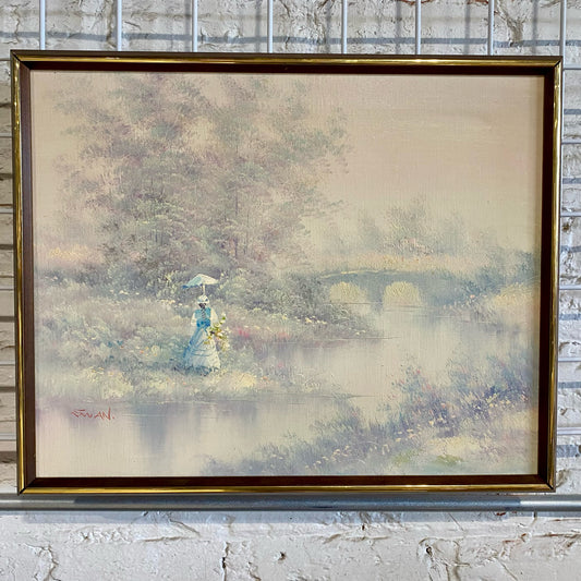 Impressionism Style Landscape Painting By Swan, 21"W x 17"H x 1"D