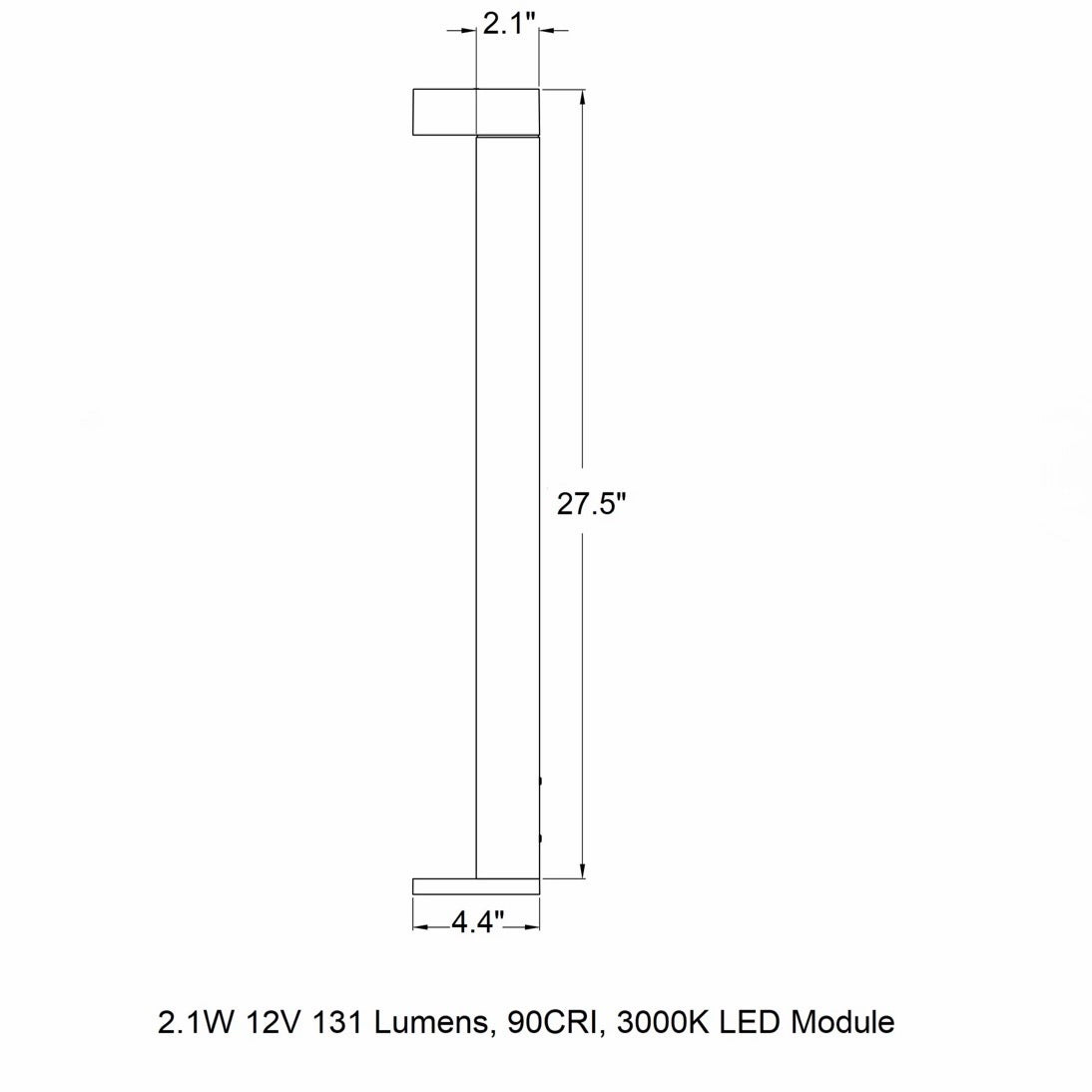 B77263/B77264 Garden Outdoor LED Bollard Light, Black, 4.4"W x 4.4"D x 27.5"H