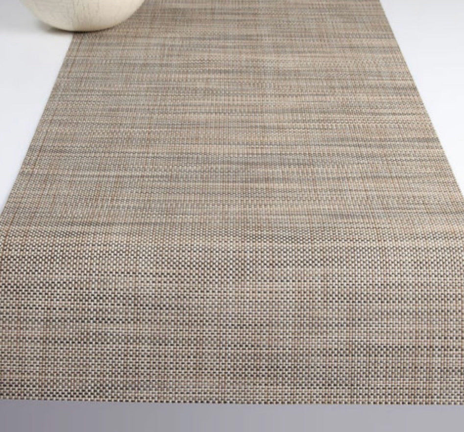 Mini Basketweave Table Runner, linen color, 13.5"W x 71.5"L