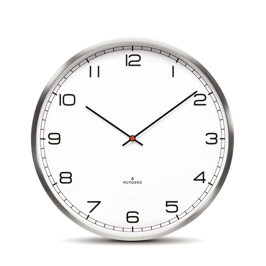 Huygens One Wall Clock, Brushed Stainless Steel, 13.8" W x 2.8" D x 13.8" H