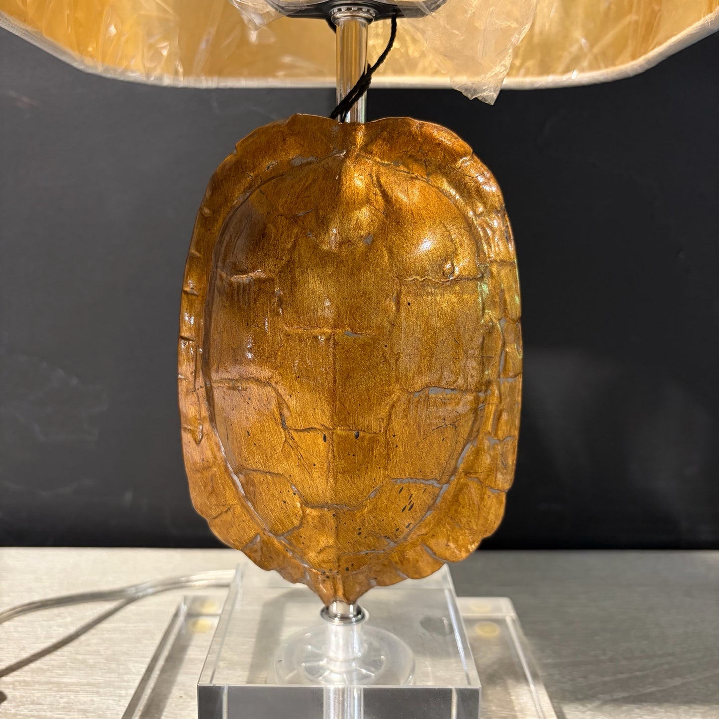 NEW Resin Tortoise Shell Mini Lamp, 17.5"H x 9.25"Sq