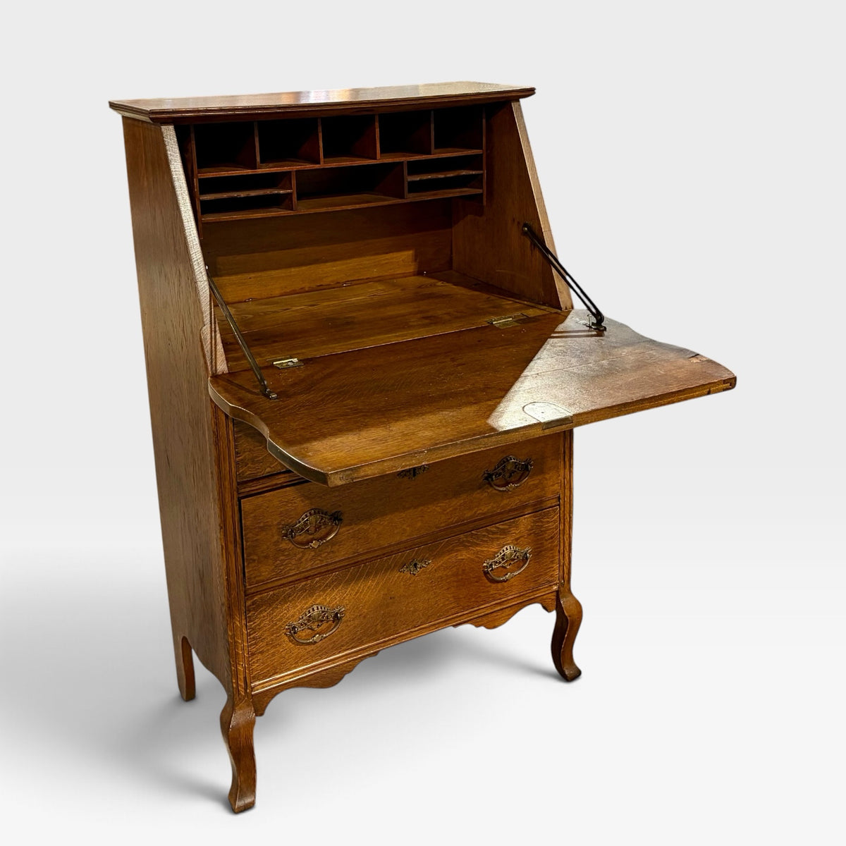 VTG Drop-front Secretary Desk, Oak,  27.5"W x 15"D x 43.25"H
