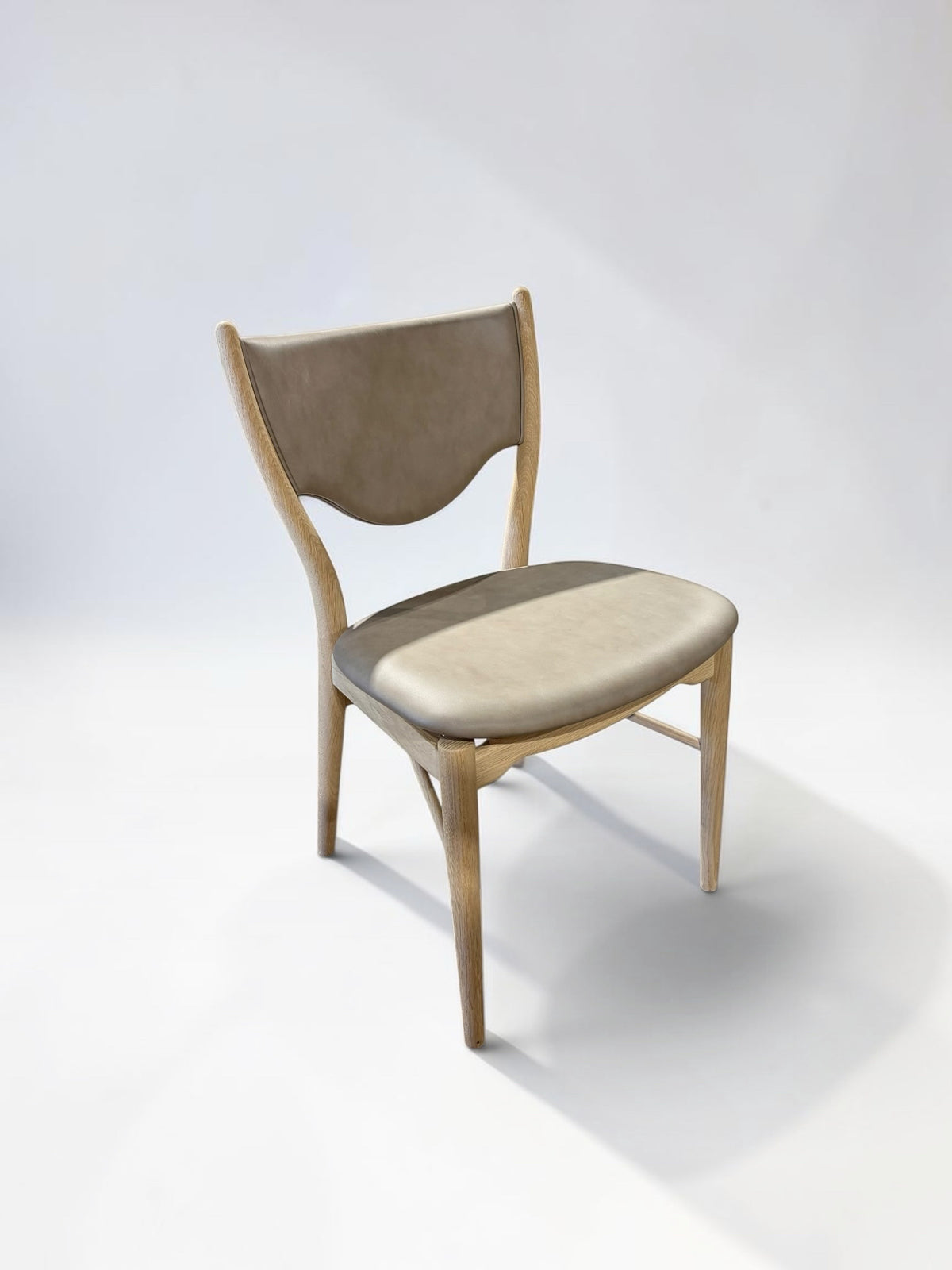 House of Finn Juhl 46 Side Chair, Oak/Burned Grey Leather, 20.5"W x 21"D x 32"H