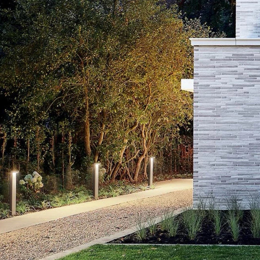 B77263/B77264 Garden Outdoor LED Bollard Light, Black, 4.4"W x 4.4"D x 27.5"H