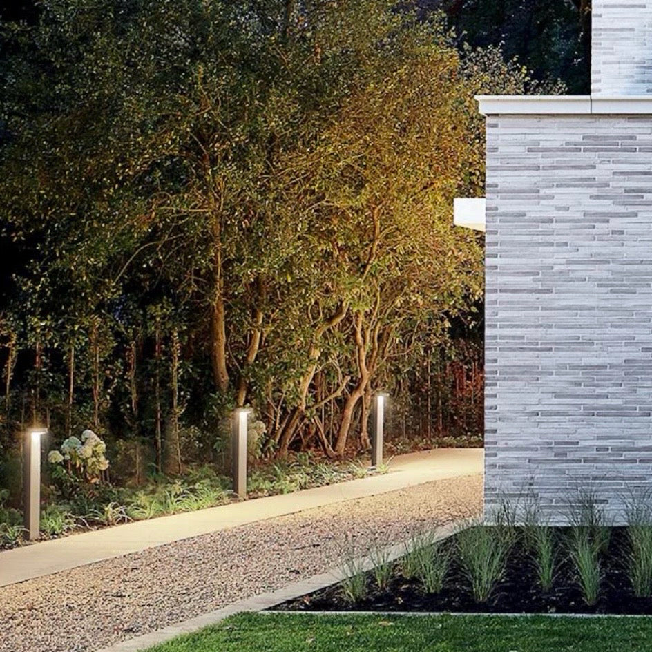 B77263/B77264 Garden Outdoor LED Bollard Light, Black, 4.4"W x 4.4"D x 27.5"H