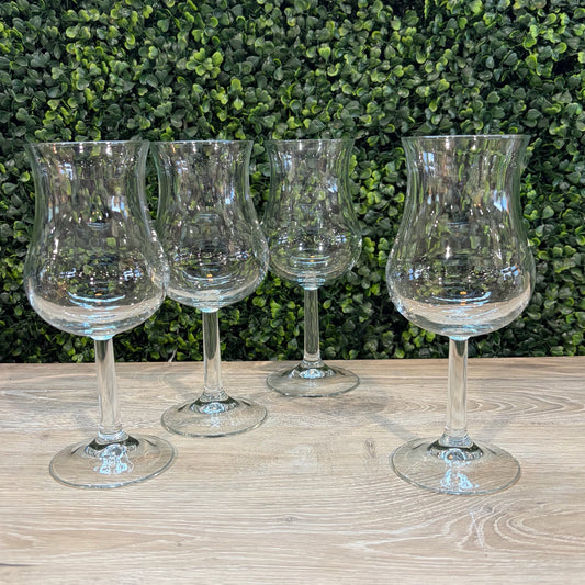 Set of 4 Glass Hurricane/Parfait/Goblet, 8"H x 3.25"Dia