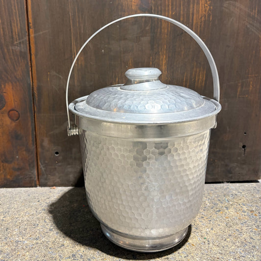 Vintage Hammered Aluminum Ice Bucket, 10.5"H x 9"Dia