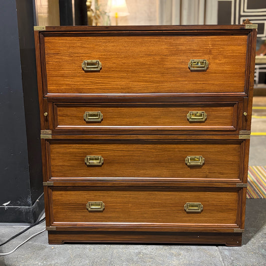 2-Piece Campaign Secretary w/Brass Accents, 36"W x 15"D x 39"H