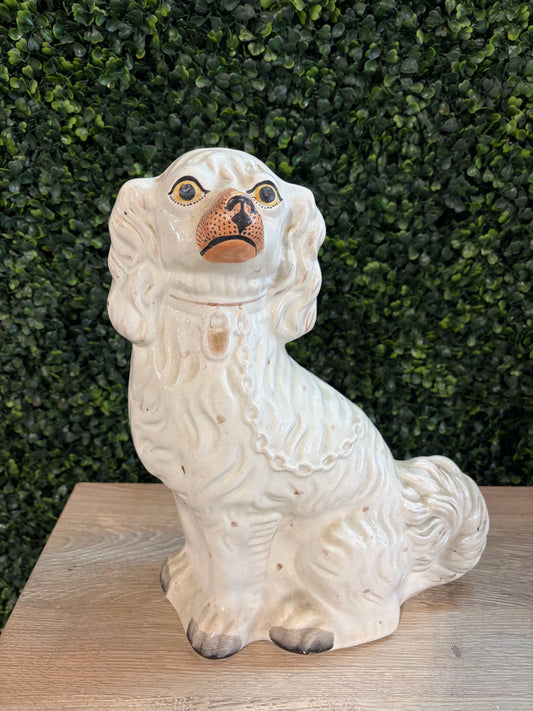 Antique Staffordshire King Charles Spaniel, 10"W x 5"D x 12"H