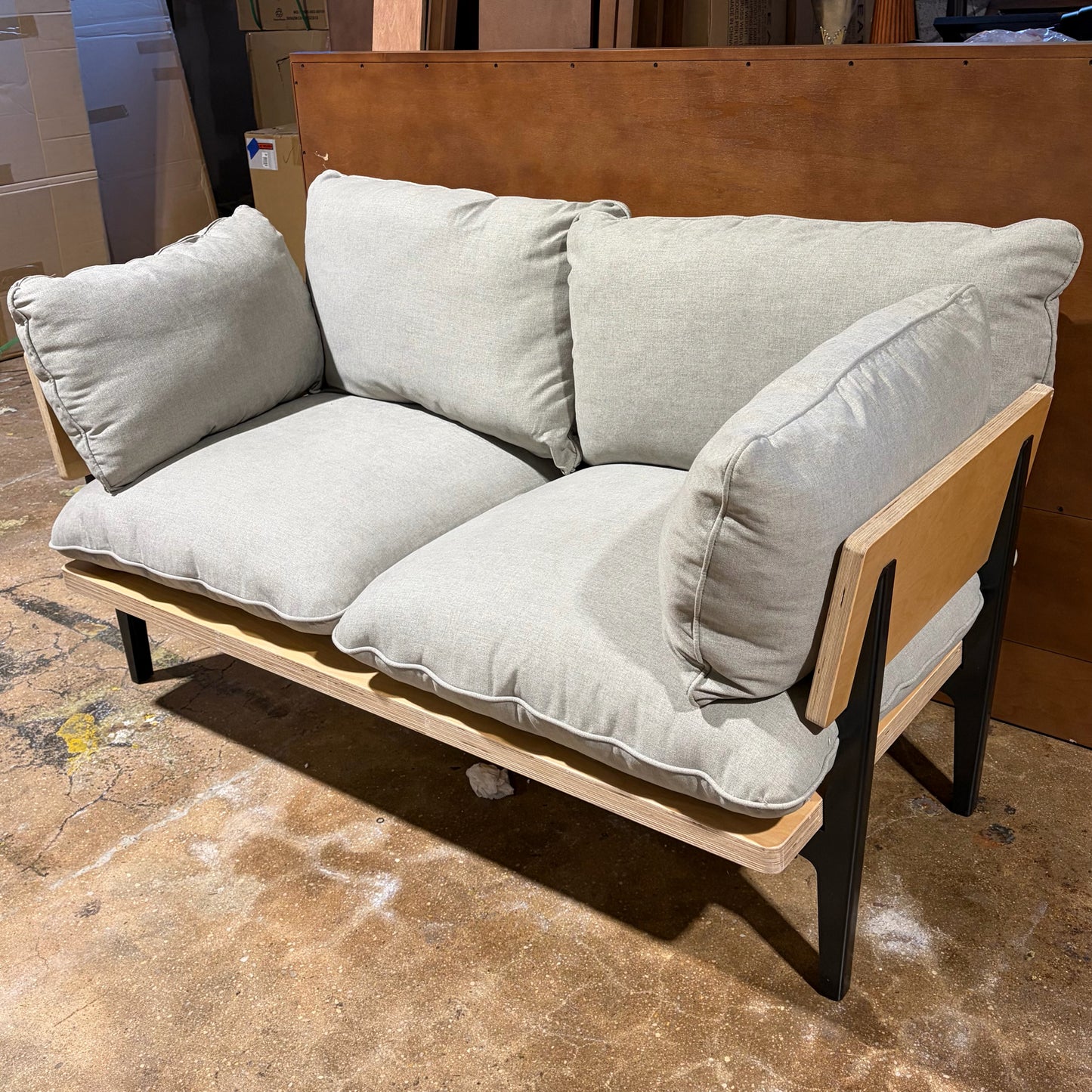 Floyd 2-Seater Loveseat, Birch & Light Gray, 60"W x 35.5"D x 32"H