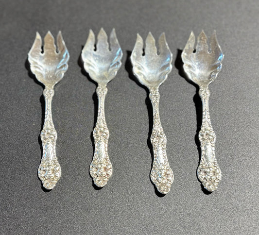 SET 4 Old Orange Blossom Sterling Ice Cream Forks 5" L x 1.25" W