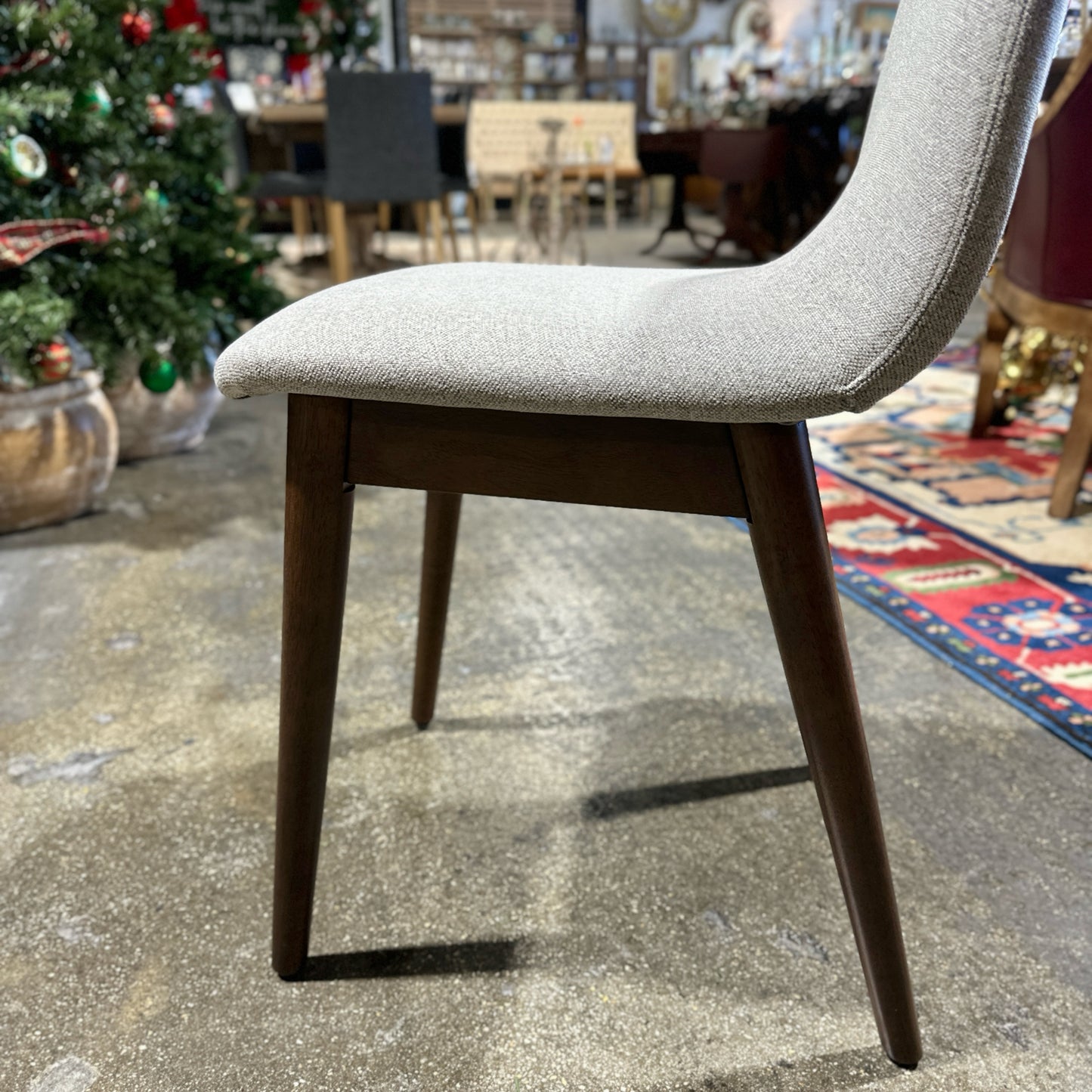 Eldridge Dining Chair, Pebble & Walnut, 16.3" W x 21.25" D x 35" H