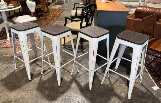 SET of 4 counter stools, white/dk.brn, 1"W x 18"D x 30"H