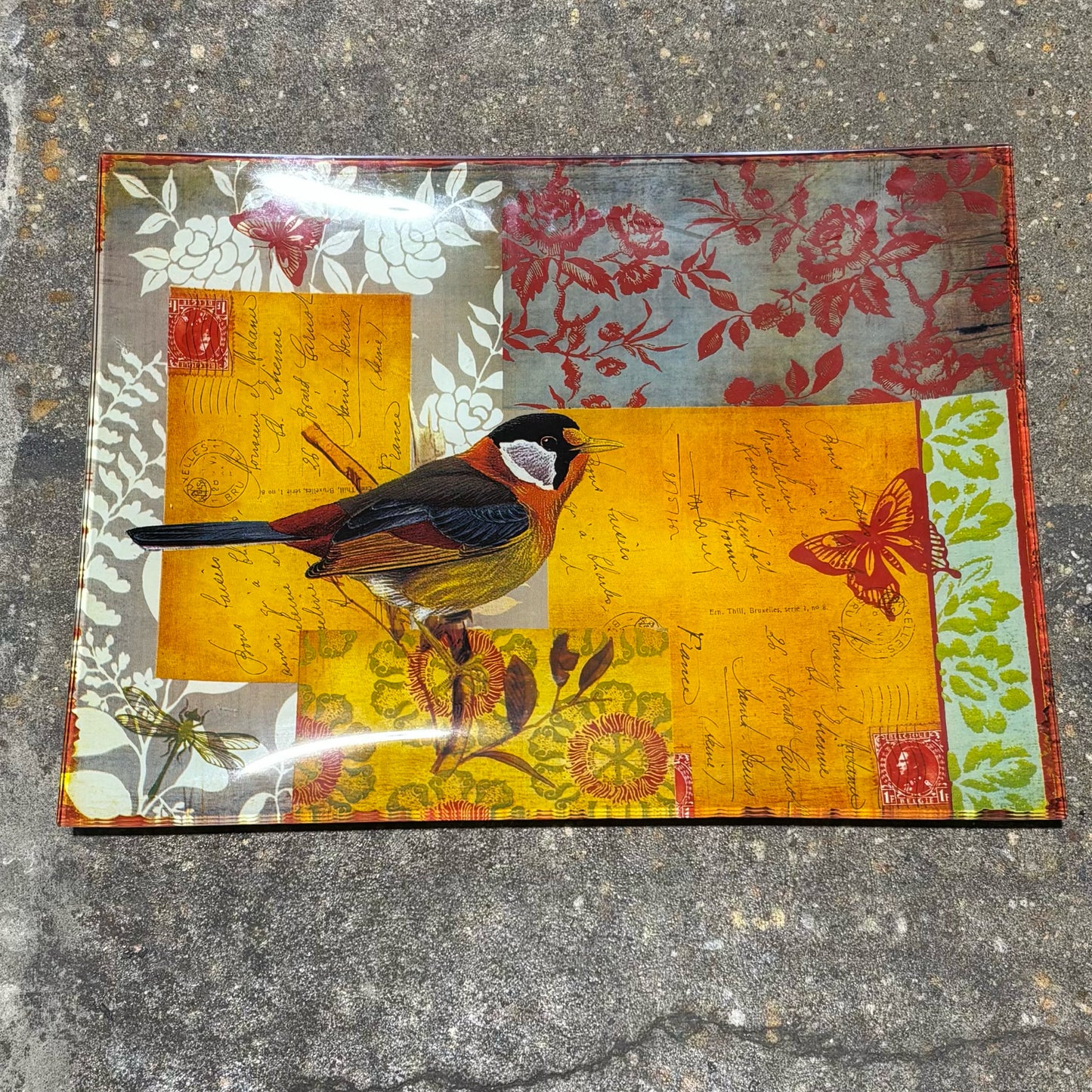 Decorative Glass Tray 19" L x 14" W x 1" H