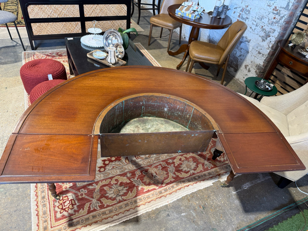 ATQ c. 1920s Hunt Table w/copper insert, 58"W x 40"D x 28.5"H