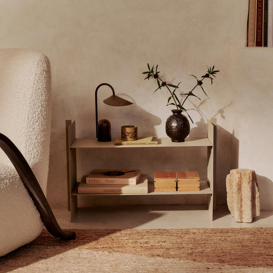 Ferm Living Lager Low Rack/Shelf, Cashmere Iron, 28.3" W x 12" D x 4.5" H