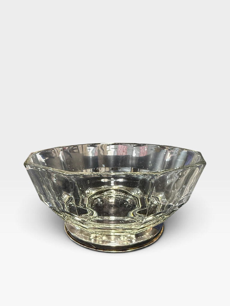 Italian Crystal/Silverplate bowl, 9"W x 9"D x 4.25"H