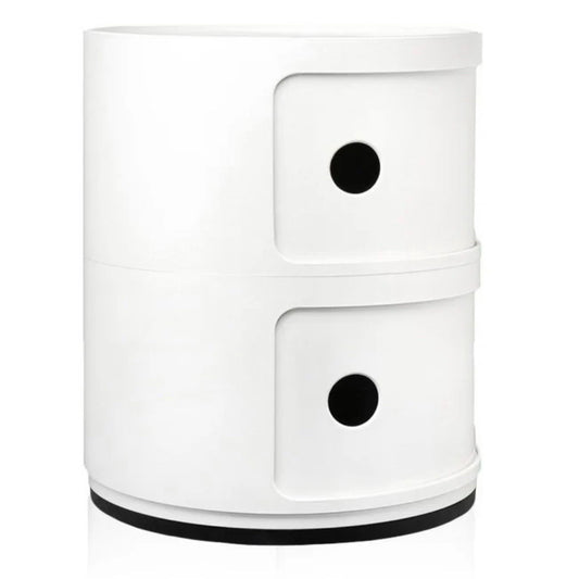 Kartell Componibili 2-Door Round Storage Unit, White Glossy, 12.6 Dia x 15.75" H