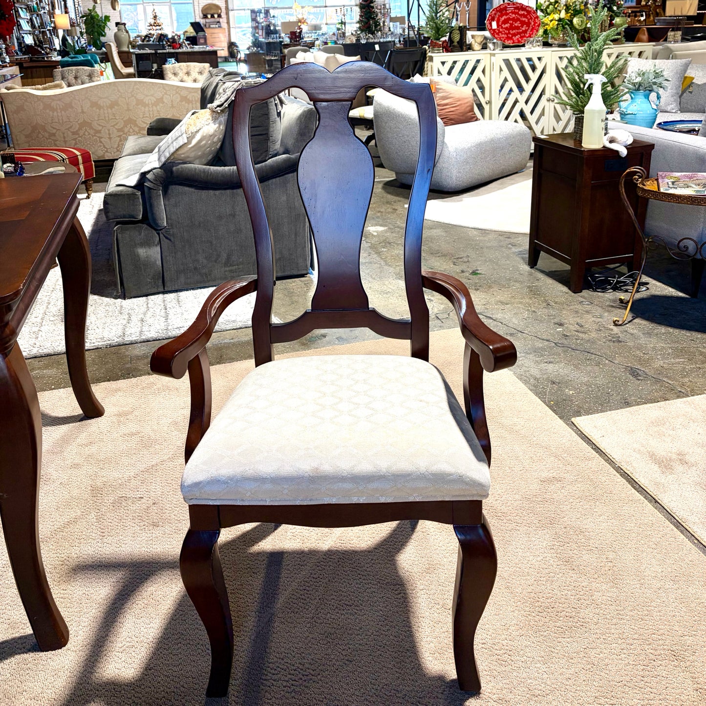 Vintage Wood Dining Table W/Leaf & 6 Chairs, 42"W x 62"/80"Leaf, 30.25"H