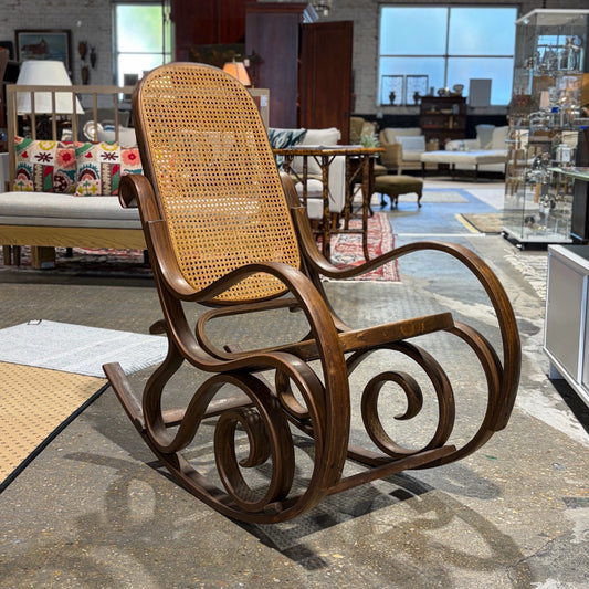 Bentwood Rocker w/Cane Backrest & Seat, 40"H x 38"D x 22"W