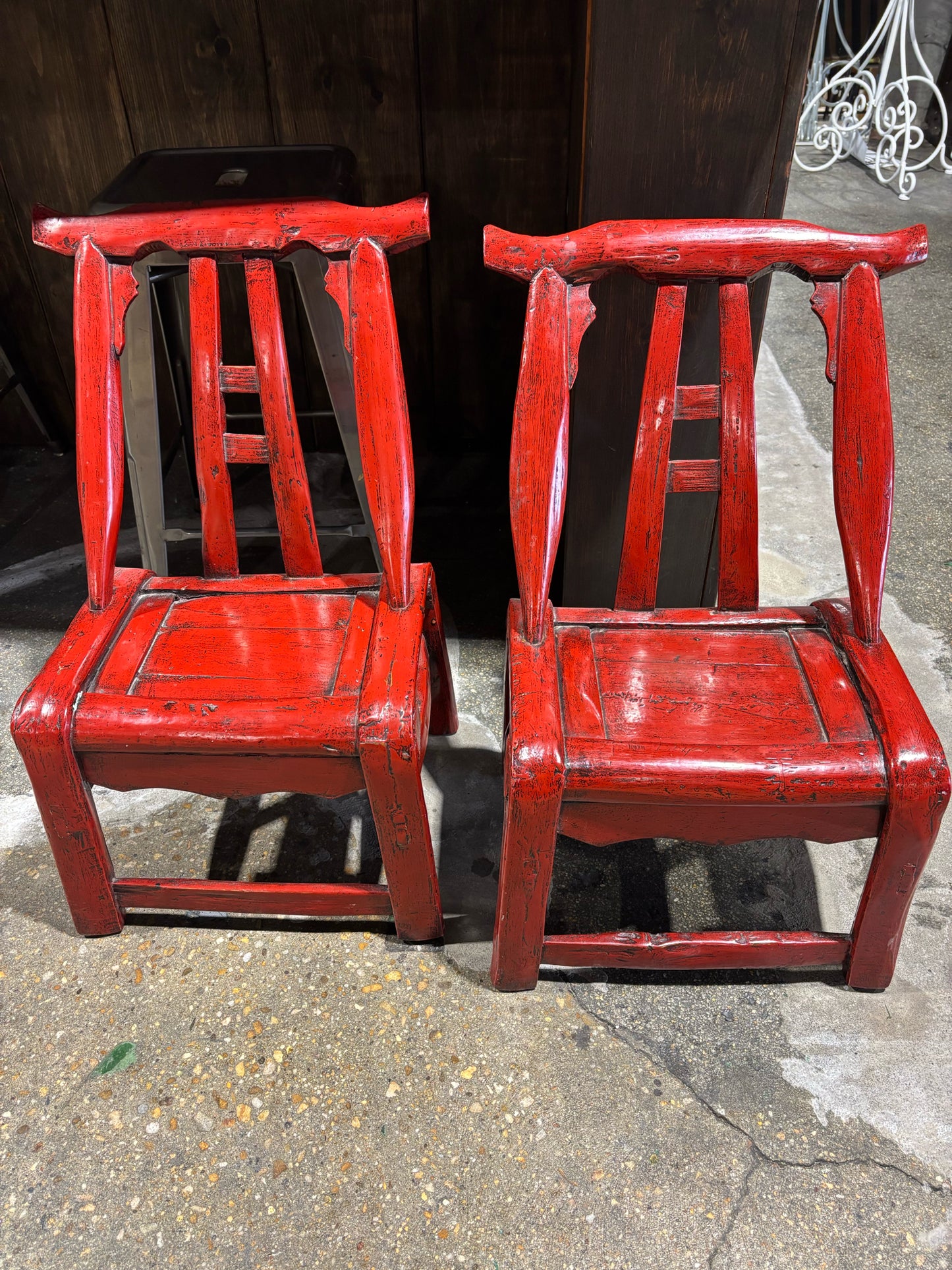 Pair Chinese Farmer Chairs 24"H x 12"Dx 16"W