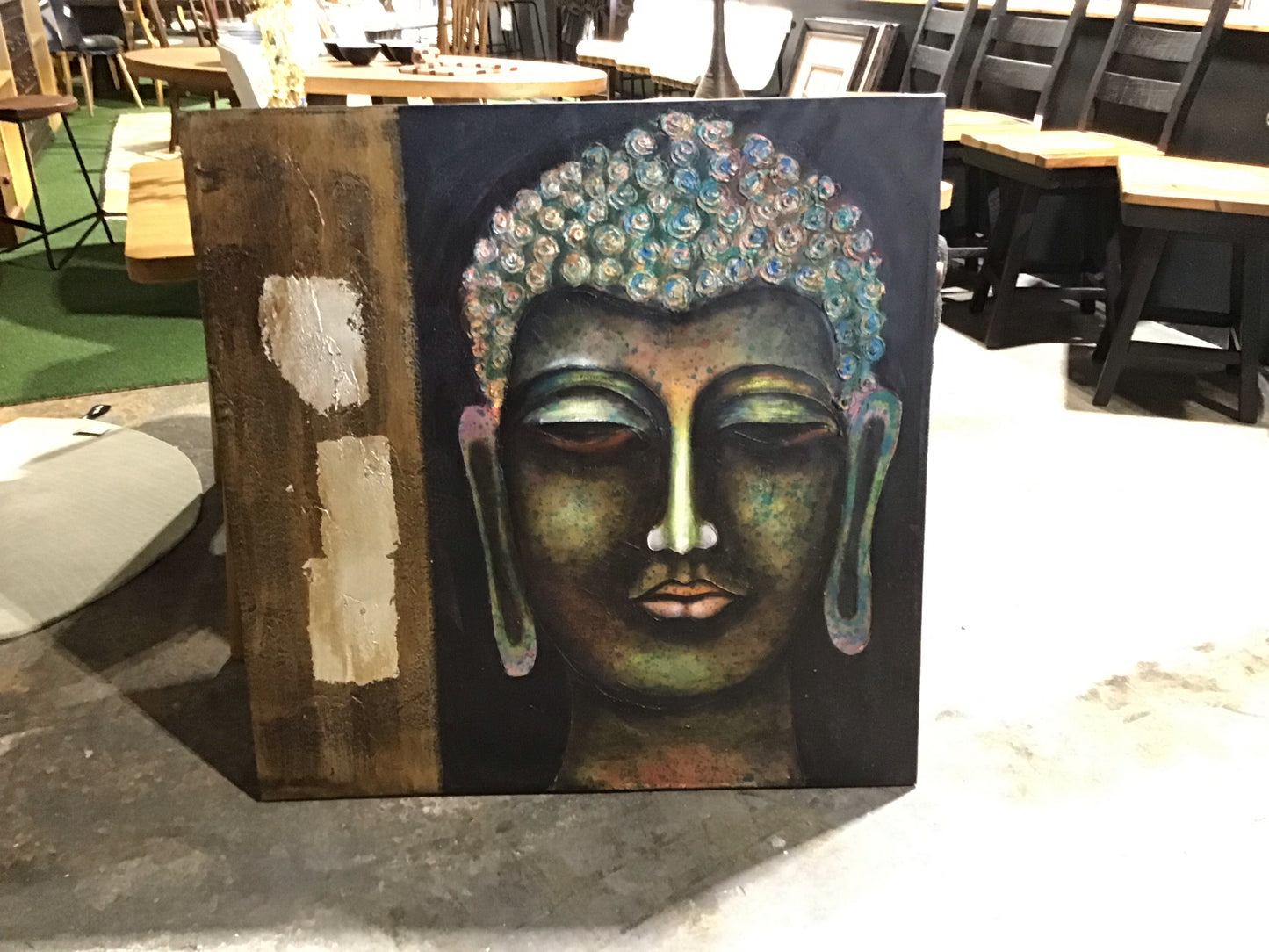 Large Square Buddha Painting 39.25x39.25x2"