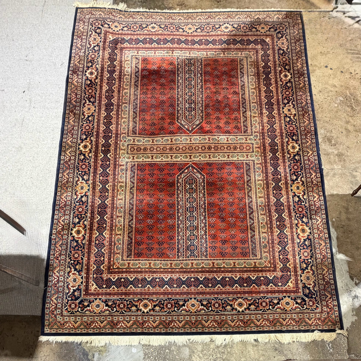 VTG Belgian Abbas Royal Wool Rug, Rust & Blue