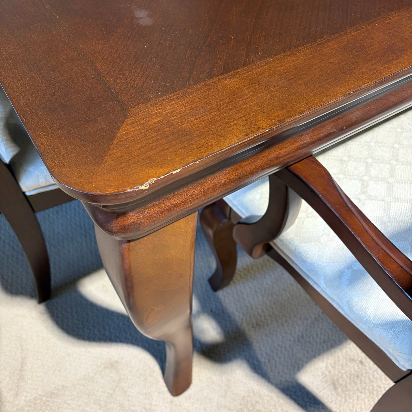 Vintage Wood Dining Table W/Leaf & 6 Chairs, 42"W x 62"/80"Leaf, 30.25"H