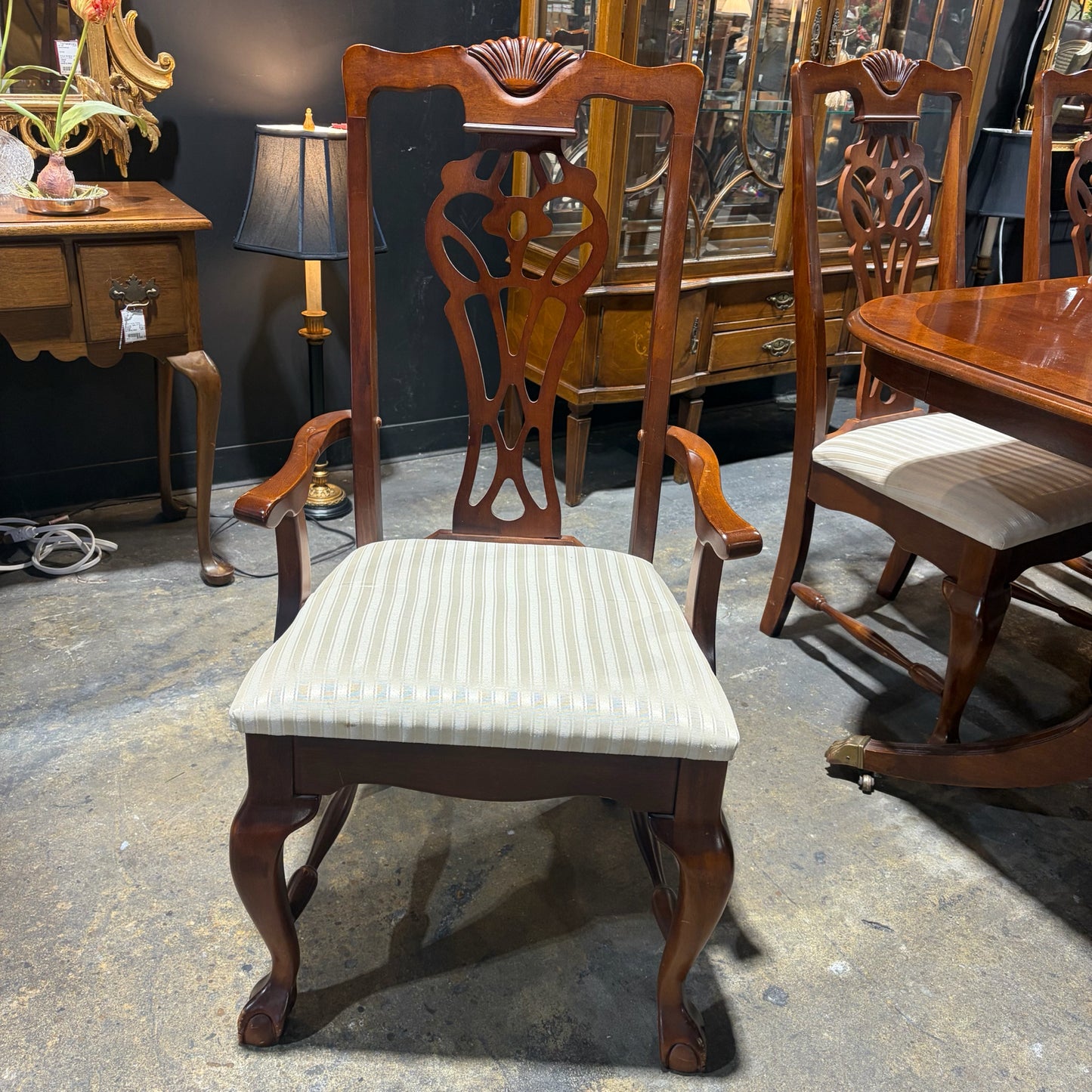 Ethan Allen Double Pedestal Table W/6 Chairs, 86"L x 44"D c 30"H