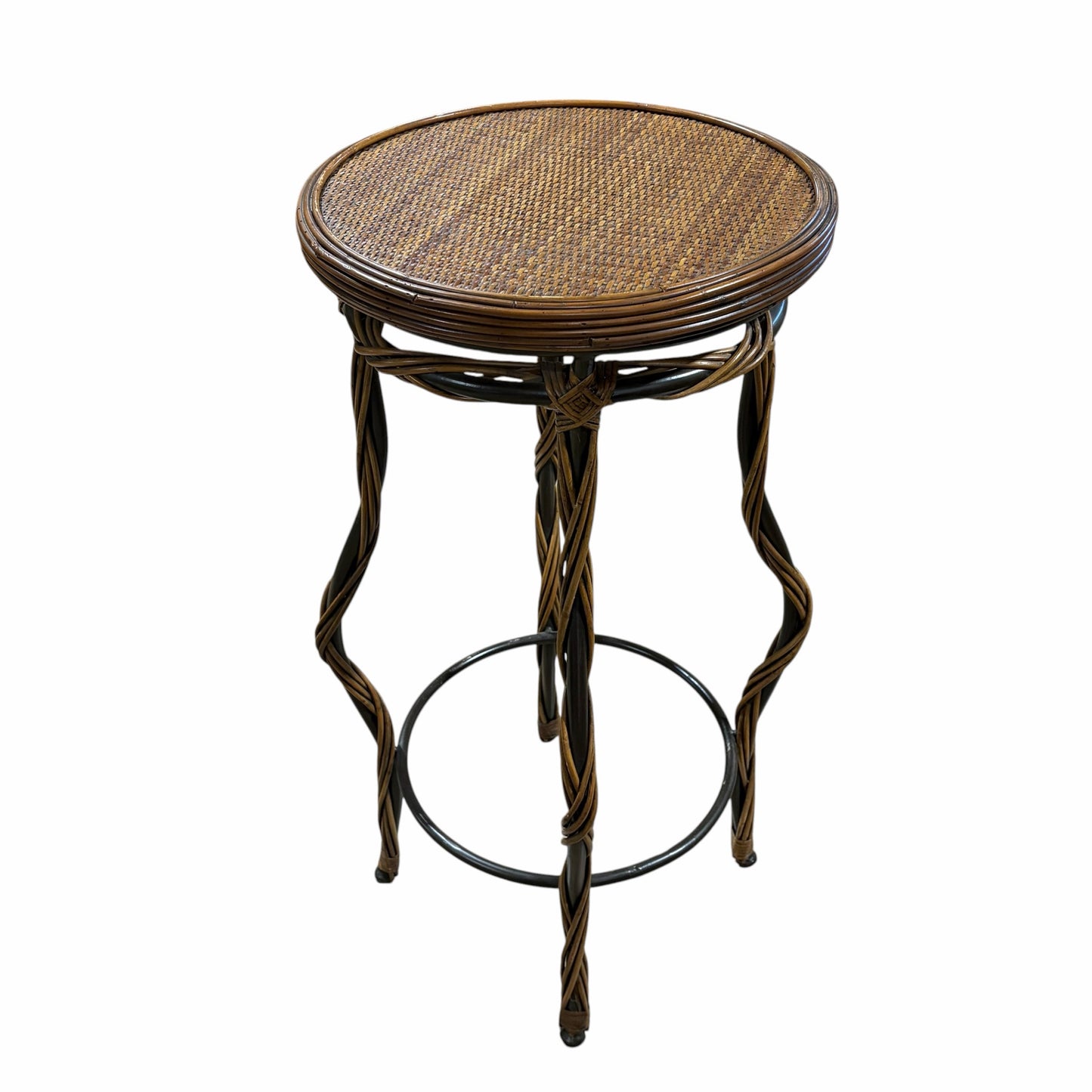 Round Woven Rattan/Wicker Side Table, 18.75"Dia x 31.25"H