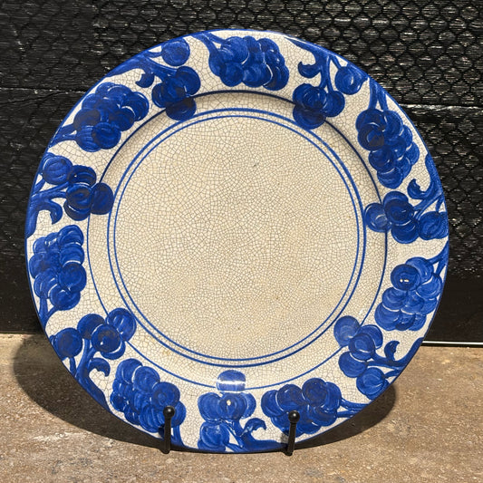 Vintage Dedham Pottery Grape Plate, 10"Dia x 1"D