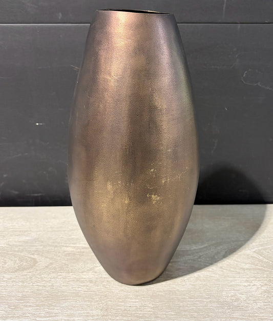 West Elm Organic Metal Vase, Dark Brass, 13.25"H x 7"W x 6"D