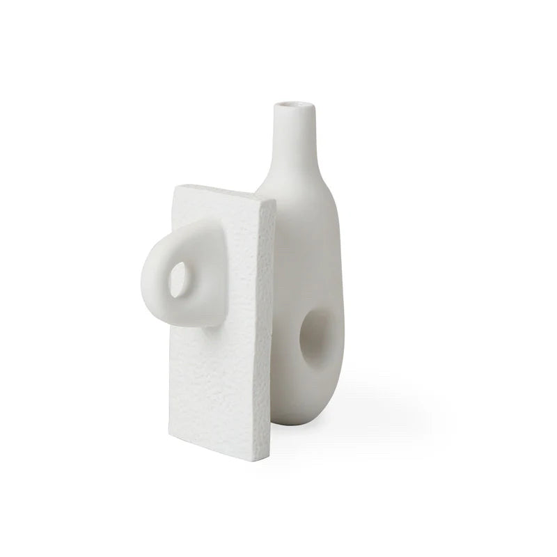 Paradox Small Vase, Jonathan Adler, White Porcelain, 10" W x 4" D x 7" H