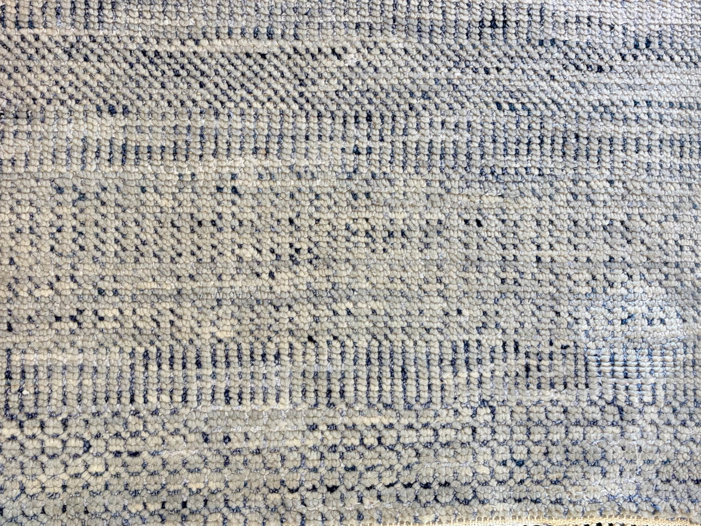 Textured Wool Hand-Knotted Rug, Beige/Blues, 9'L x 6'1"W x .75"H