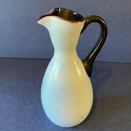 Vintage Pale Blue Milk Glass Ewer, 6"H x 3.5"D x 2.75"W