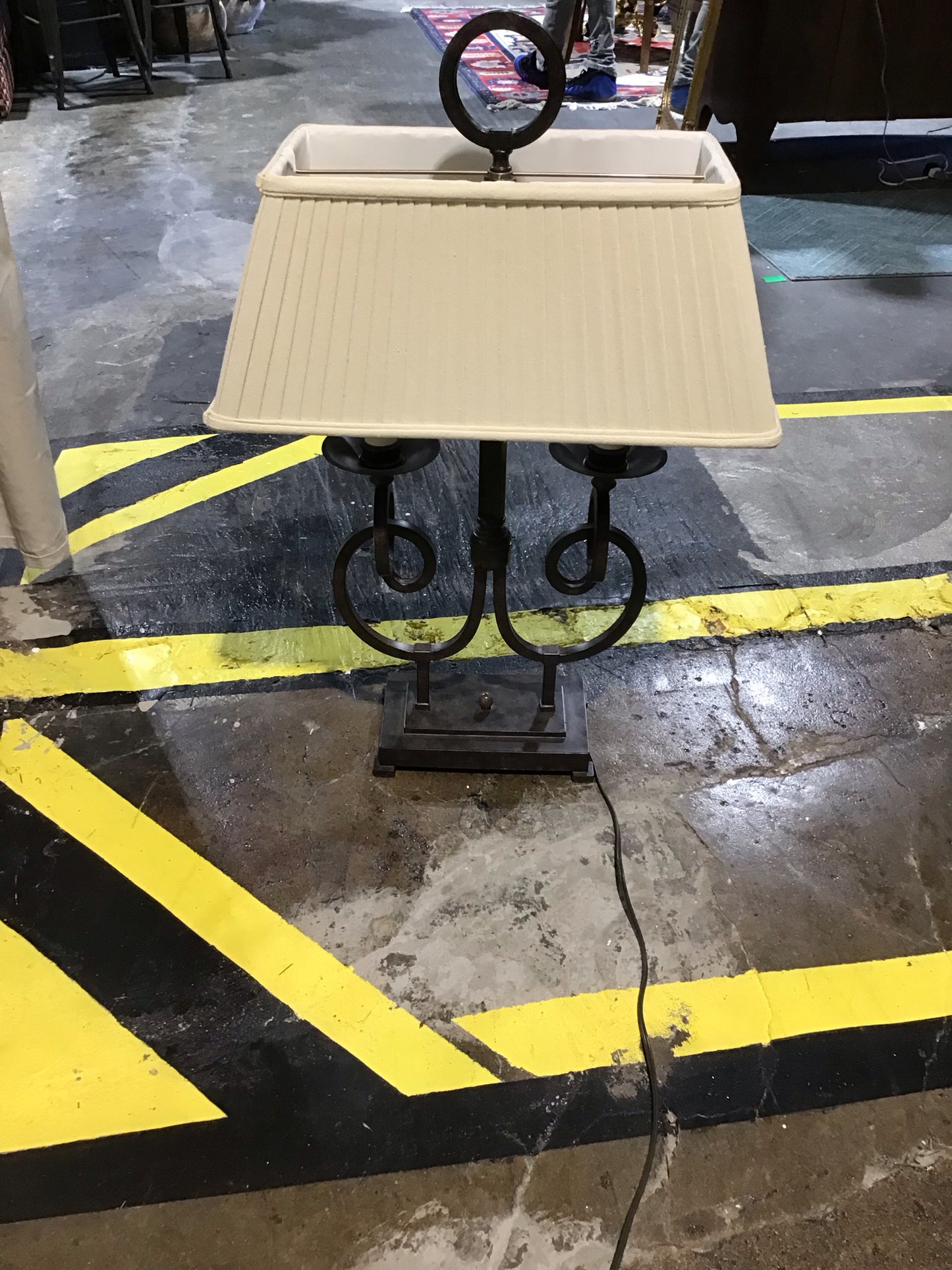 Large Wrought Iron Table Lamp 24" L x 10" D x 37" H