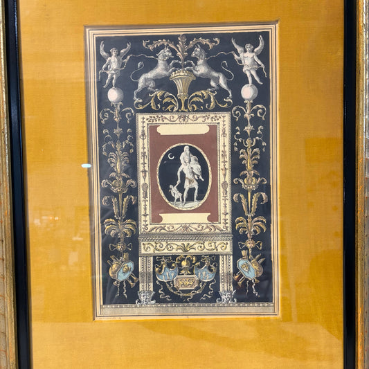 Pair of Framed Giovanni Cassini Reproduction Prints w/Velvet Mat, ea 23"H x 18"W